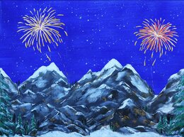 Achtergrond canvas Led vuurwerk 76x56cm