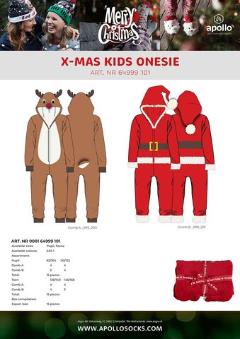 Apollo kids X-mas onesie teen - afbeelding 2