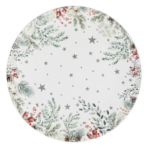 Assiette de Noël avec branches D33cm - blanc - image 2