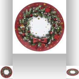 Assiette de Noël avec couronne D33cm - rouge - image 3