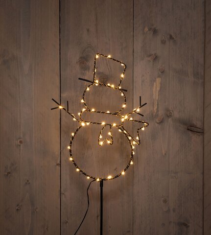 Bonhomme de neige sur pic 56Led classic Fil d'argent noir 23x100cm Timer