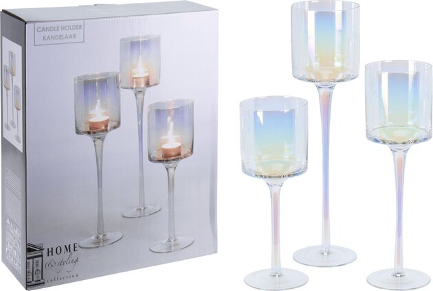 bougeoir en verre - set 3pcs