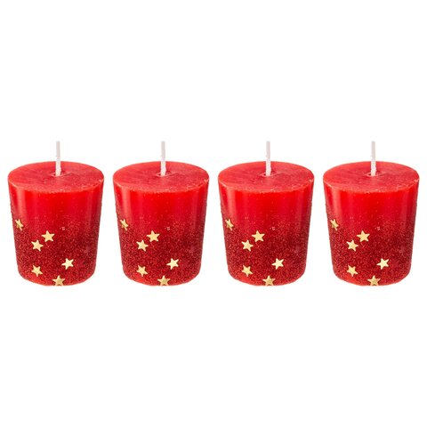 Bougie 48g rouge paillette or 4pièces - image 1