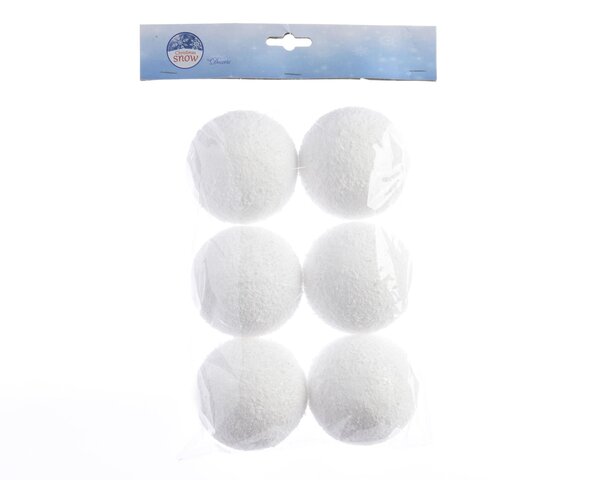 Boule de neige D8cm styro 6pièces - blanc