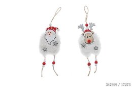 Déco Noël à suspendre H10cm - Cerf/Père Noël