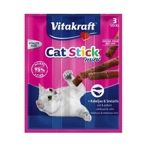 Friandise chat ''Vitakraft Catstick mini cabillaud/Thon'' 3pièc.