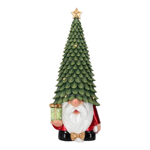 Gnome 15x40cm met Led kerstboom op hoofd