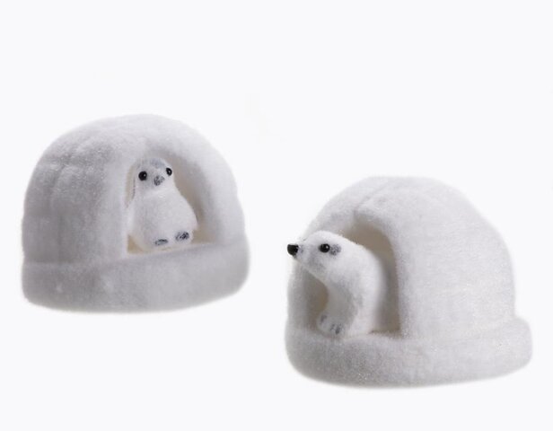 Igloo pingouin - ours 13x9x10cm 2ass