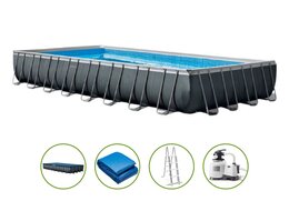 Ultra XTR Frame pool zwembadset 975x488x132cm - Inclusief zandfilterpomp +trap +grondzeil +afdekzeil - Opzetzwembad