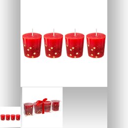 Kaars 48g rood glitter goud 4stuks - afbeelding 2