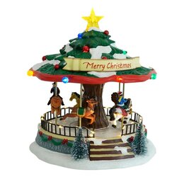 Kerst Carrousel met licht/muziek USB 25x23x26