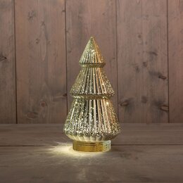 Kerstboom glas 15x28cm 10Led goud