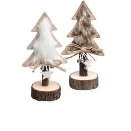 Kerstboom met bont H16cm  - afbeelding 1