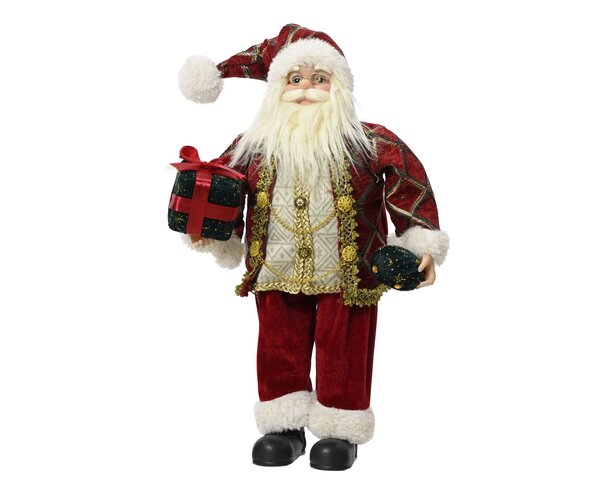 Kerstman H45cm polyester rood