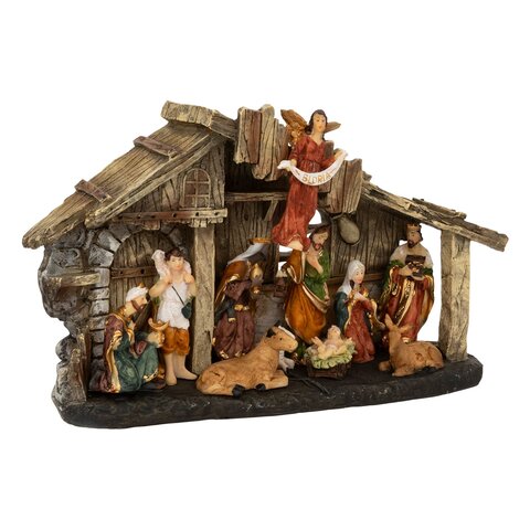 Kerststal 11figures 3Led H18cm