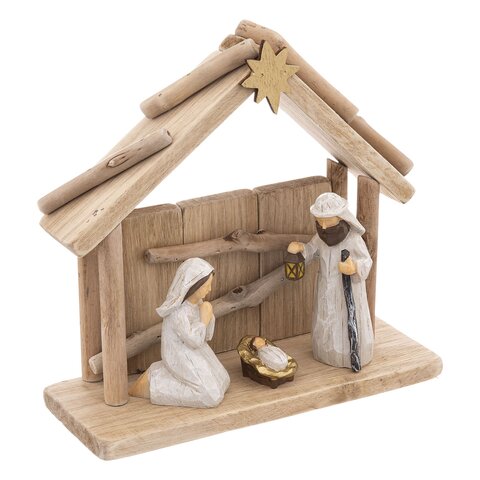 Kerststal 20x19cm met figure - afbeelding 3