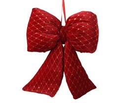 Kerststrik H37cm fluweel rood