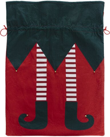 Kerstzak elf 50x70cm fluweel - afbeelding 3