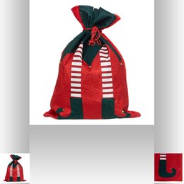 Kerstzak elf 50x70cm fluweel - afbeelding 4