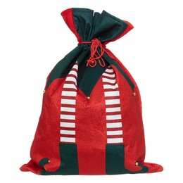 Kerstzak elf 50x70cm fluweel - afbeelding 1