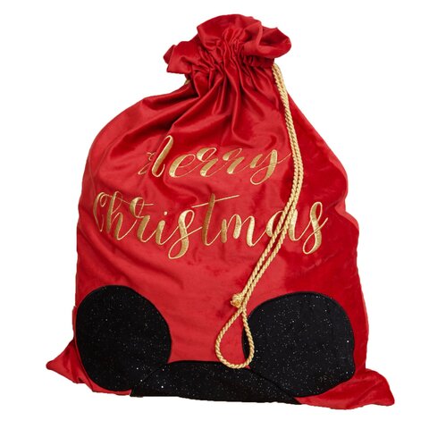 Luxe rood fluwelen Disney kerstcadeauzakje - Mickey