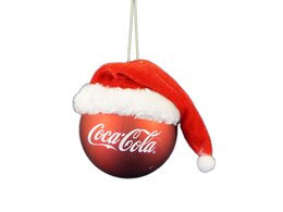 Orn. Coca Cola bal met kerstmanmuts