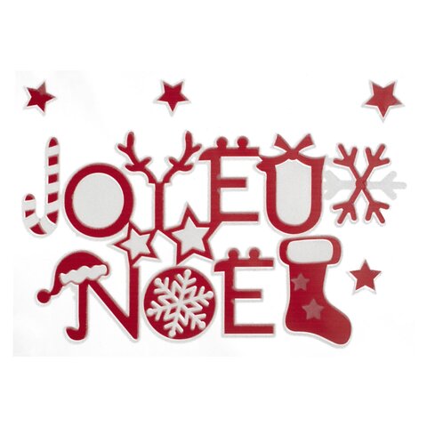 Raamstickers Joyeux Noël 29x40cm rood