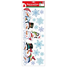 Raamstickers Kerstman met sneeuwman L60cm - afbeelding 4