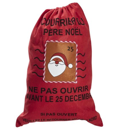 Sac lettres Noël 50x70cm rouge