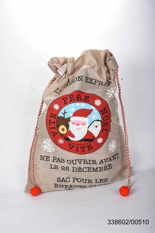 Sac Père Noël 54x75cm jute