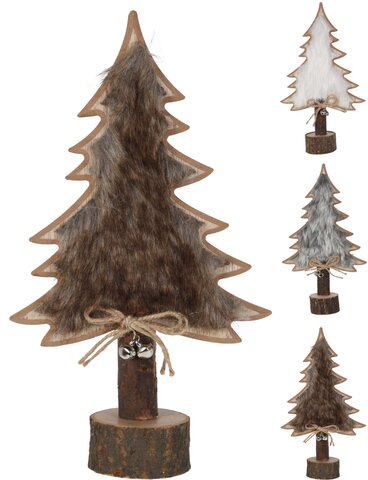 Sapin de Noël avec fourrure H25cm 3ass